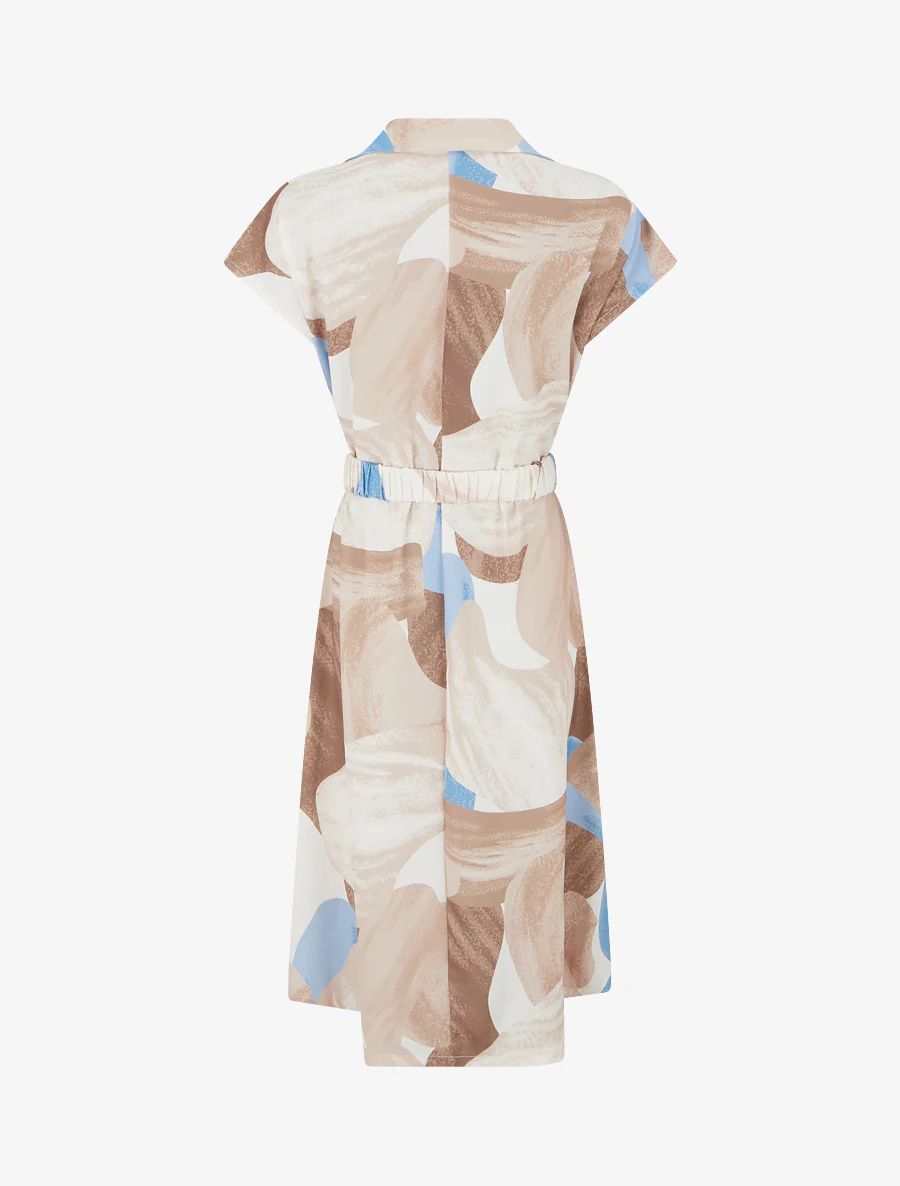 Rechte jurk met ceintuur - Beige - Image 2