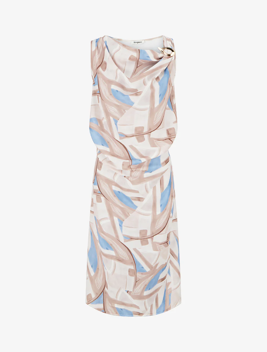 Rechte jurk met elastische taille - Beige