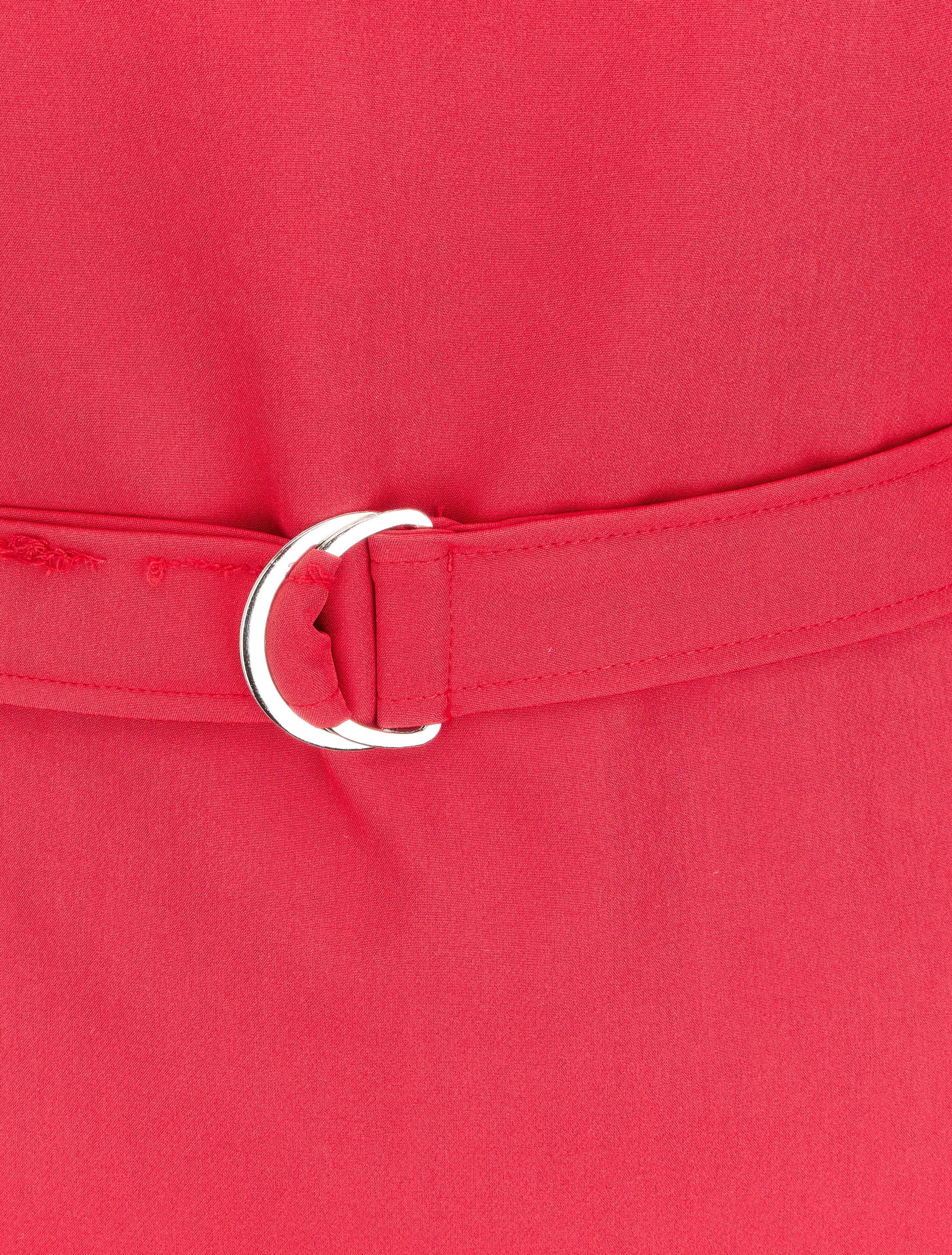Rechte jurk met kanten details - Rood - Image 3