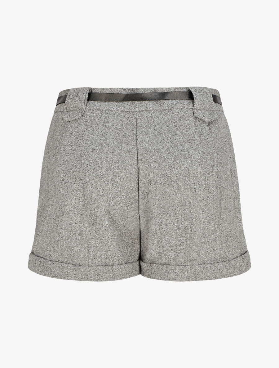Rechte korte broek van vilt - grijs - Image 2