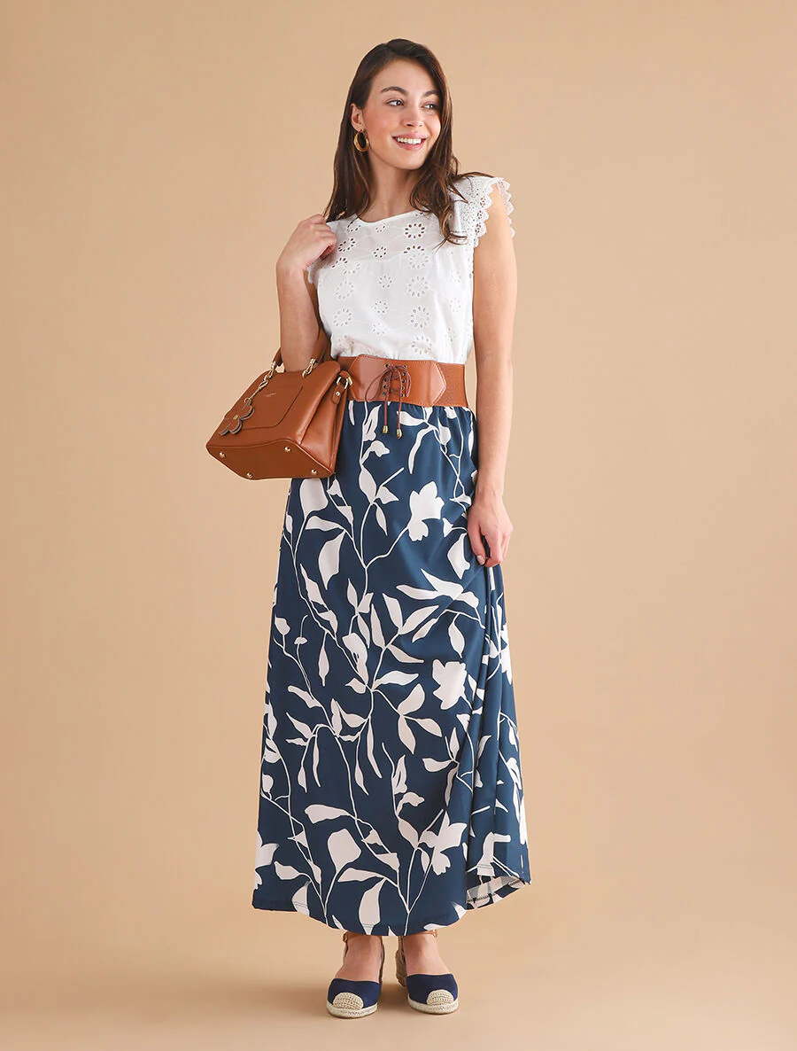 Rechte mouwloze top in broderie anglaise - wit - Image 4