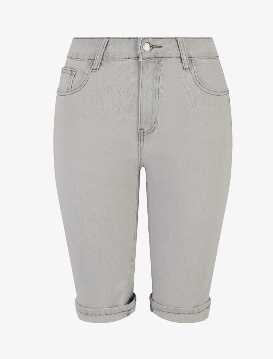 Rechte push-up bermuda met zoom - Grijs