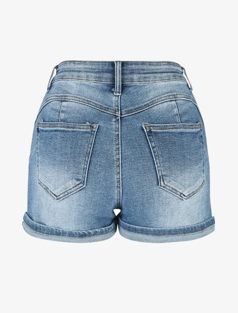 Rechte push up shorts - blauw - Image 2