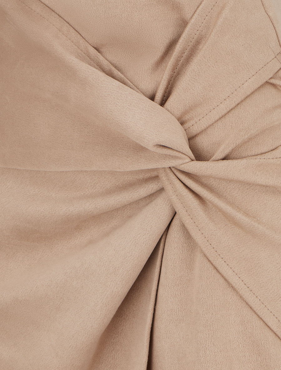 Rechte rok in suèdine met gedraaid effect - Beige - Image 3