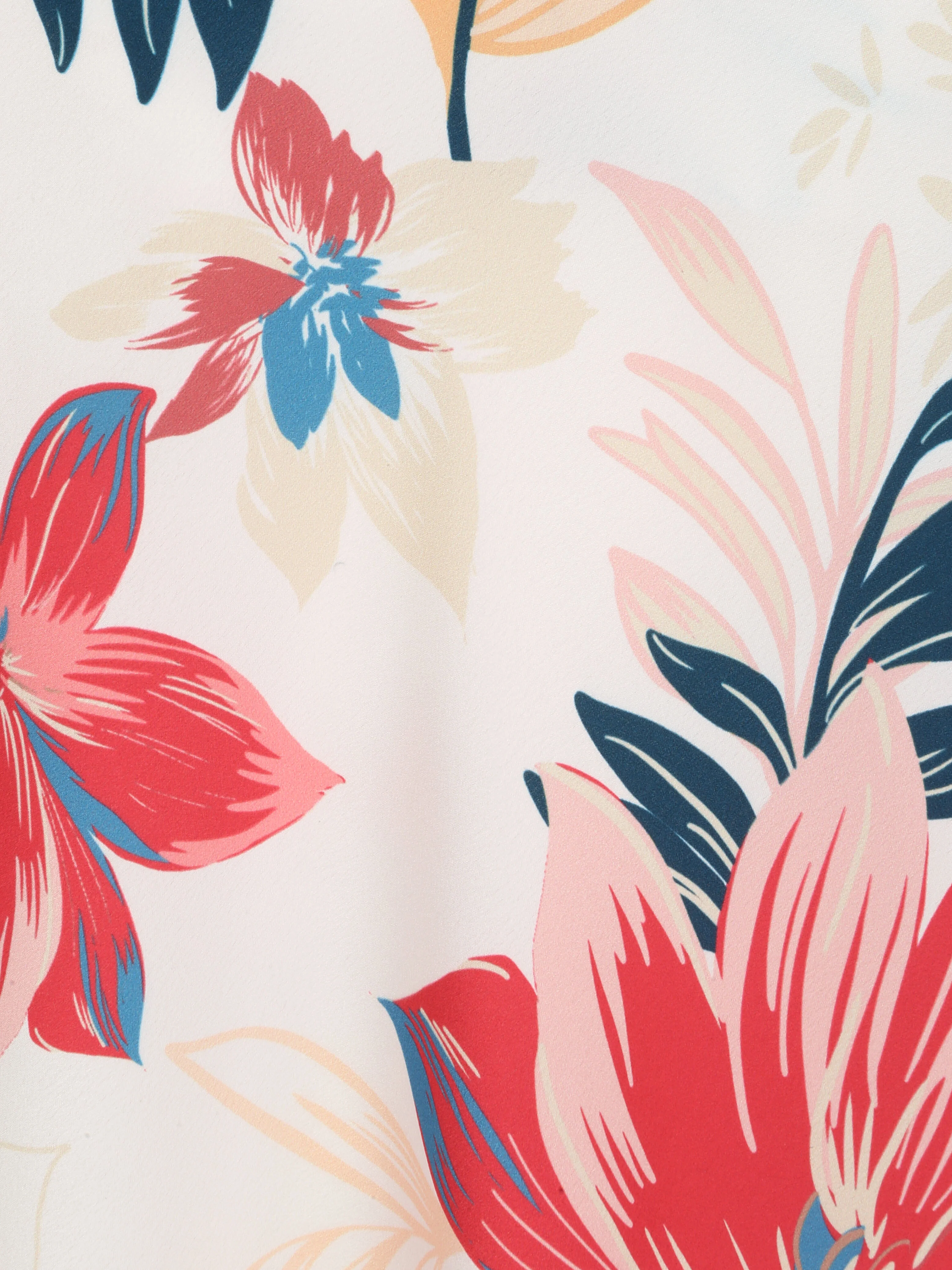 Rechte satijnen top met bloemenprint - Wit - Image 3