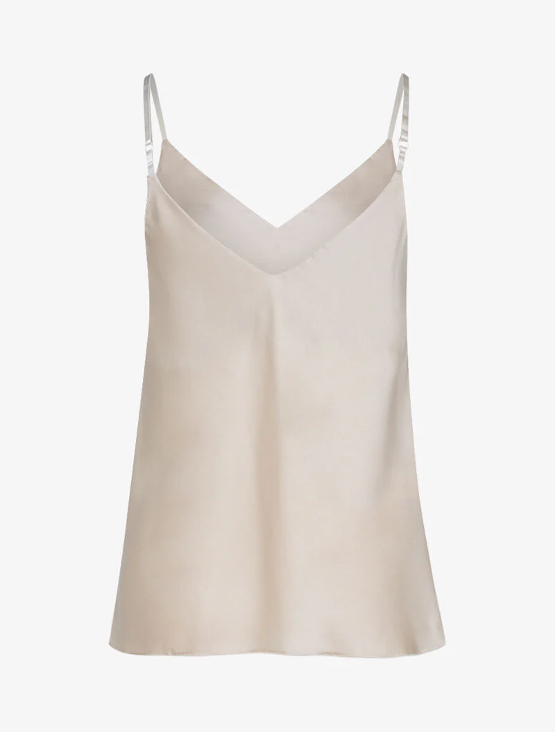 Satijnen caraco rechte snit - beige - Image 2