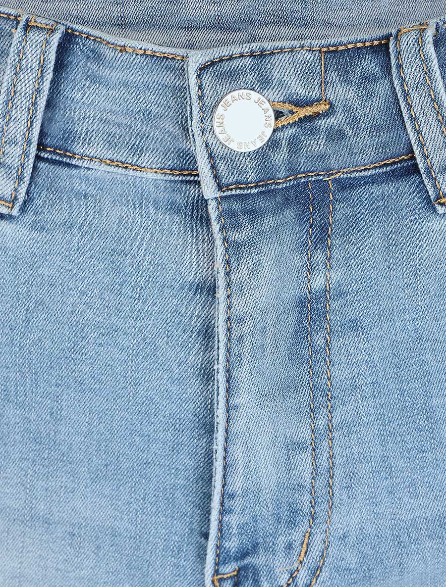 Rechte shorts met boorden - blauw - Image 3