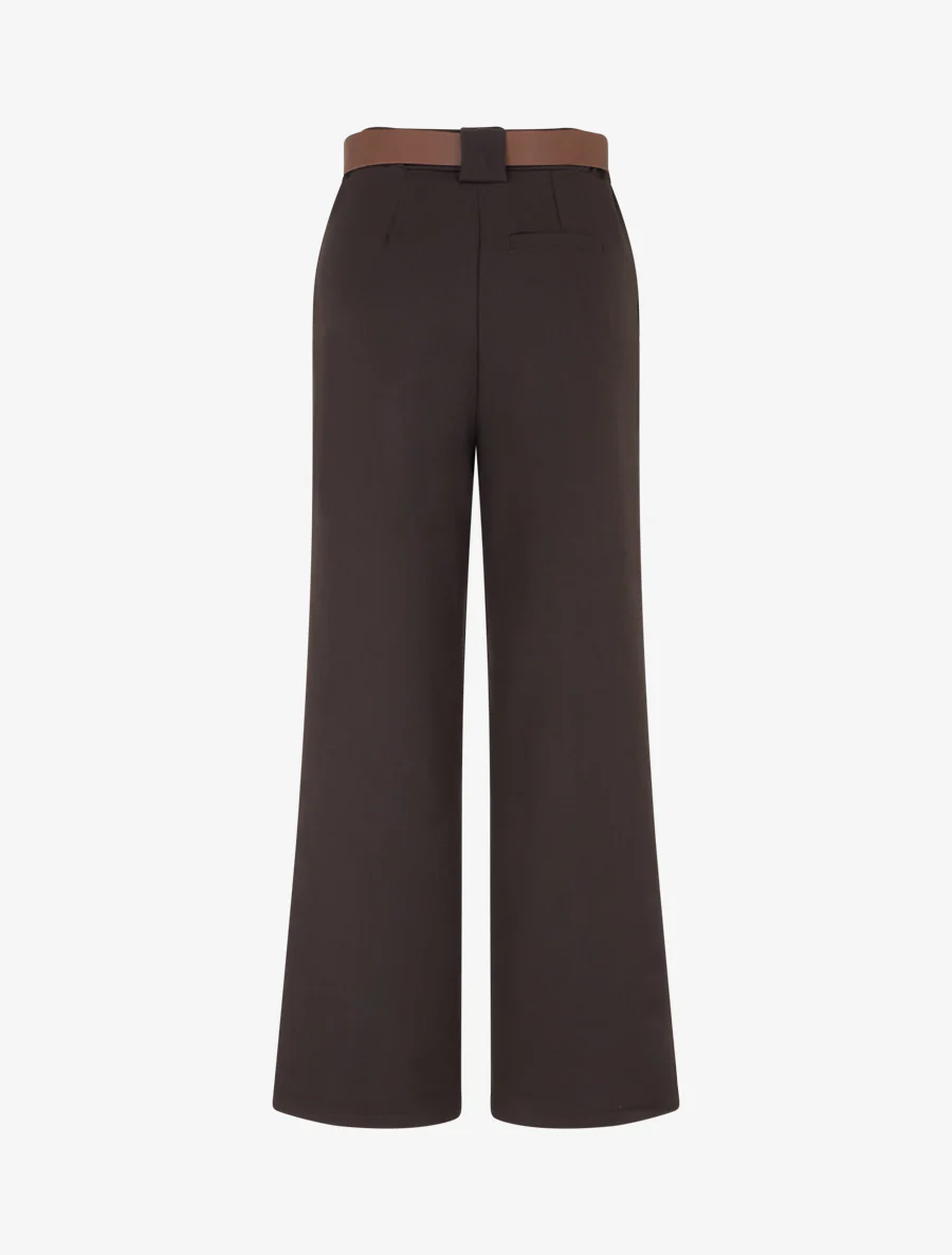 Rechte, soepelvallende, effen broek - Bruin - Image 2