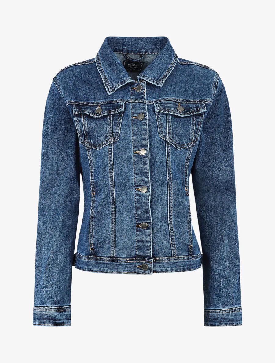 Rechte spijkerjas in grote maat - Blauw denim