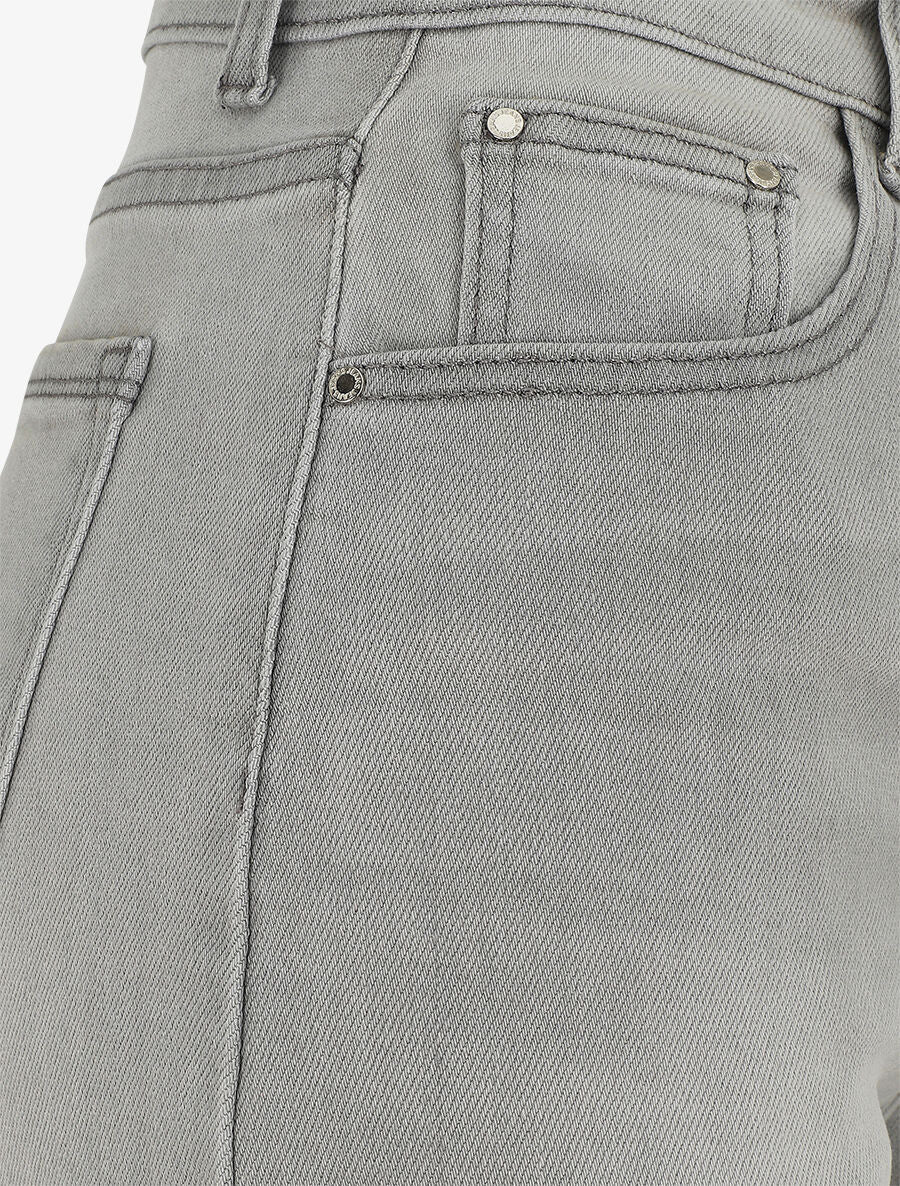 Rechte spijkershorts met hoge taille - Lichtgrijs - Image 3