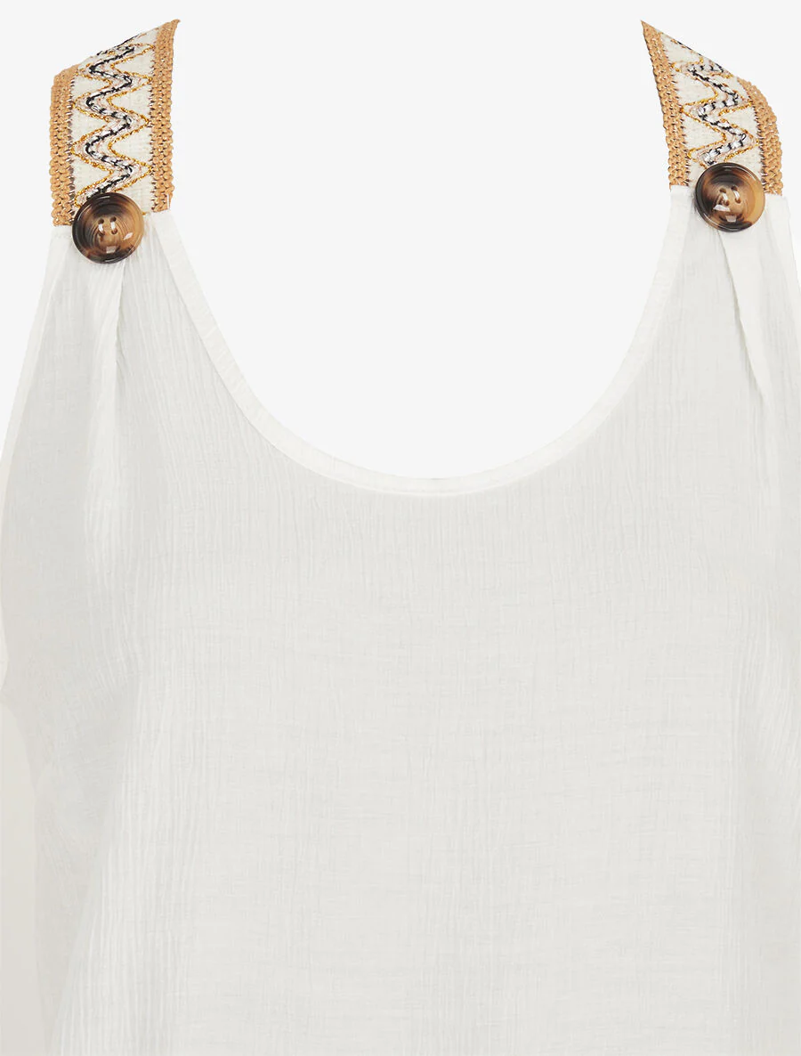 Rechte tanktop met iriserende bandjes - wit - Image 3