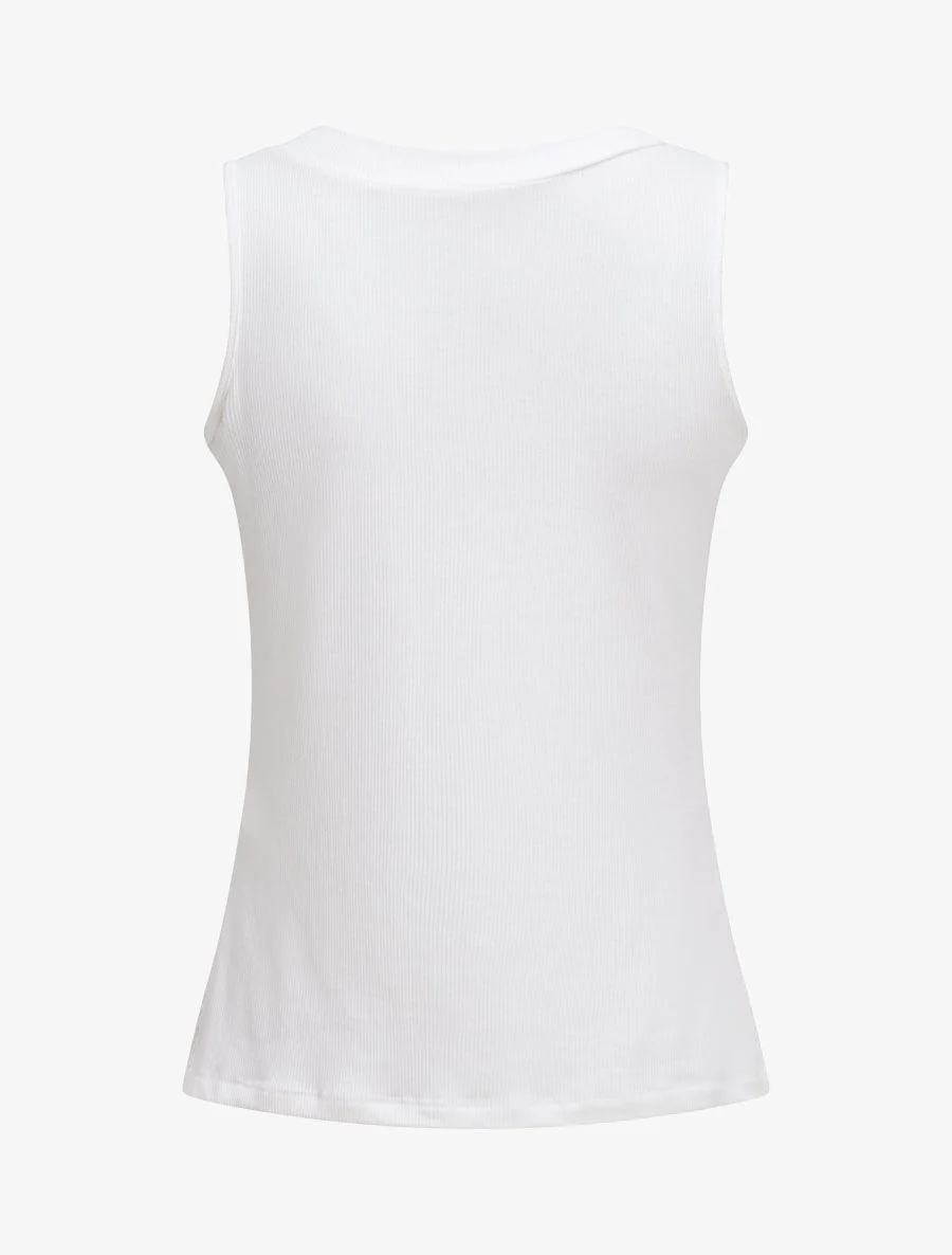 Rechte effen tanktop met knoopsluiting - Wit - Image 2
