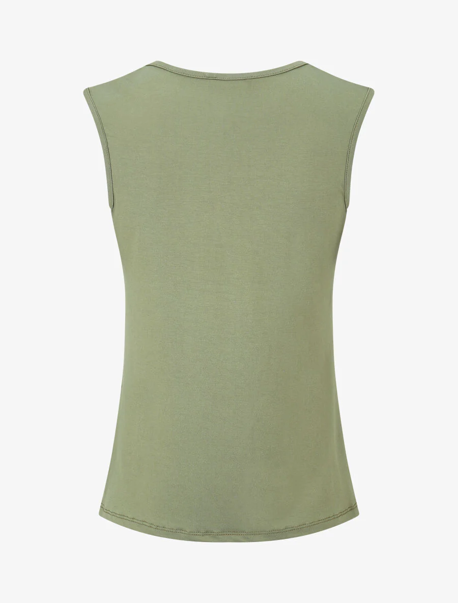 Rechte tanktop met sieraad-schouderbandjes - Khaki - Image 2