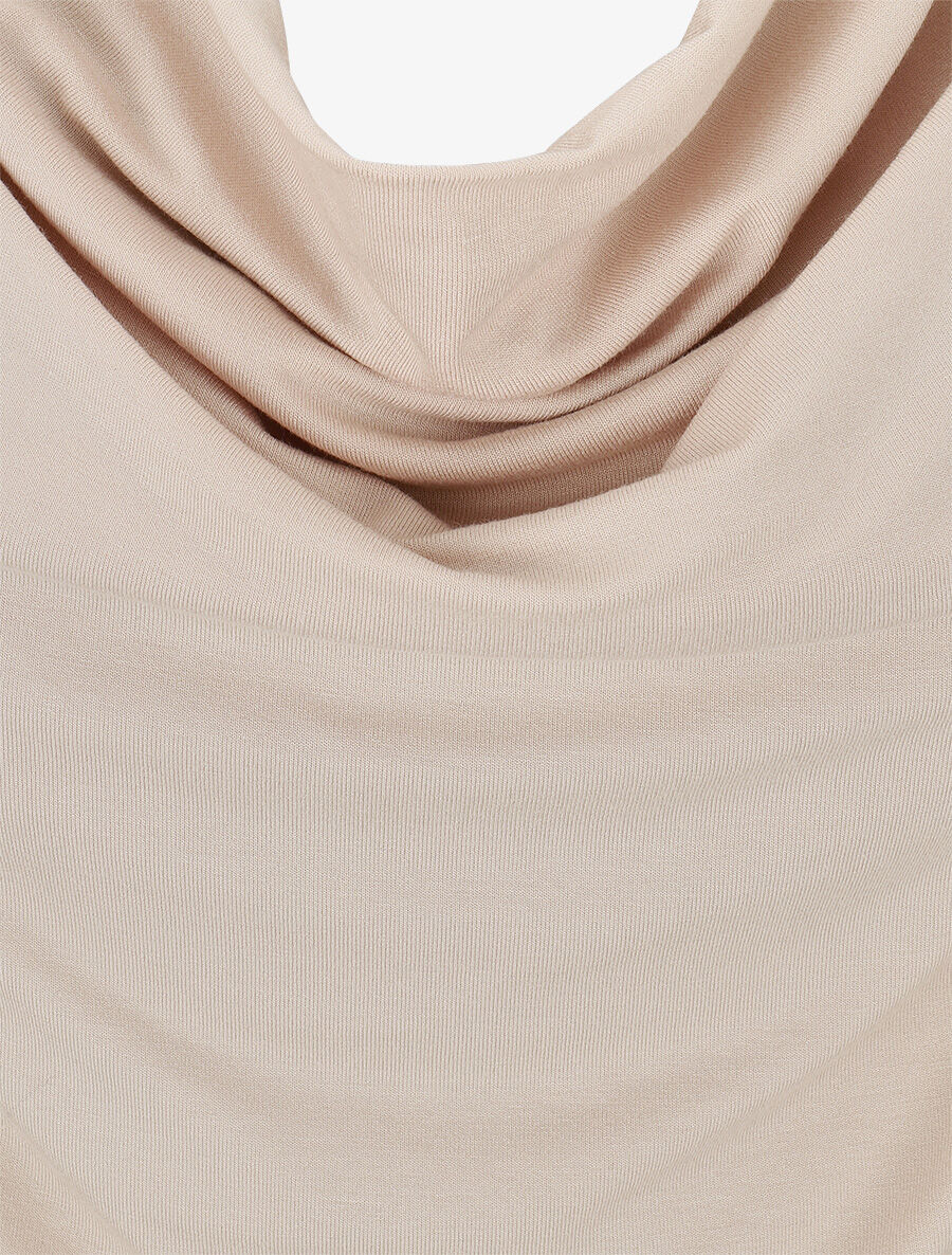 Rechte top met korte mouwen en ronde hals - beige - Image 3