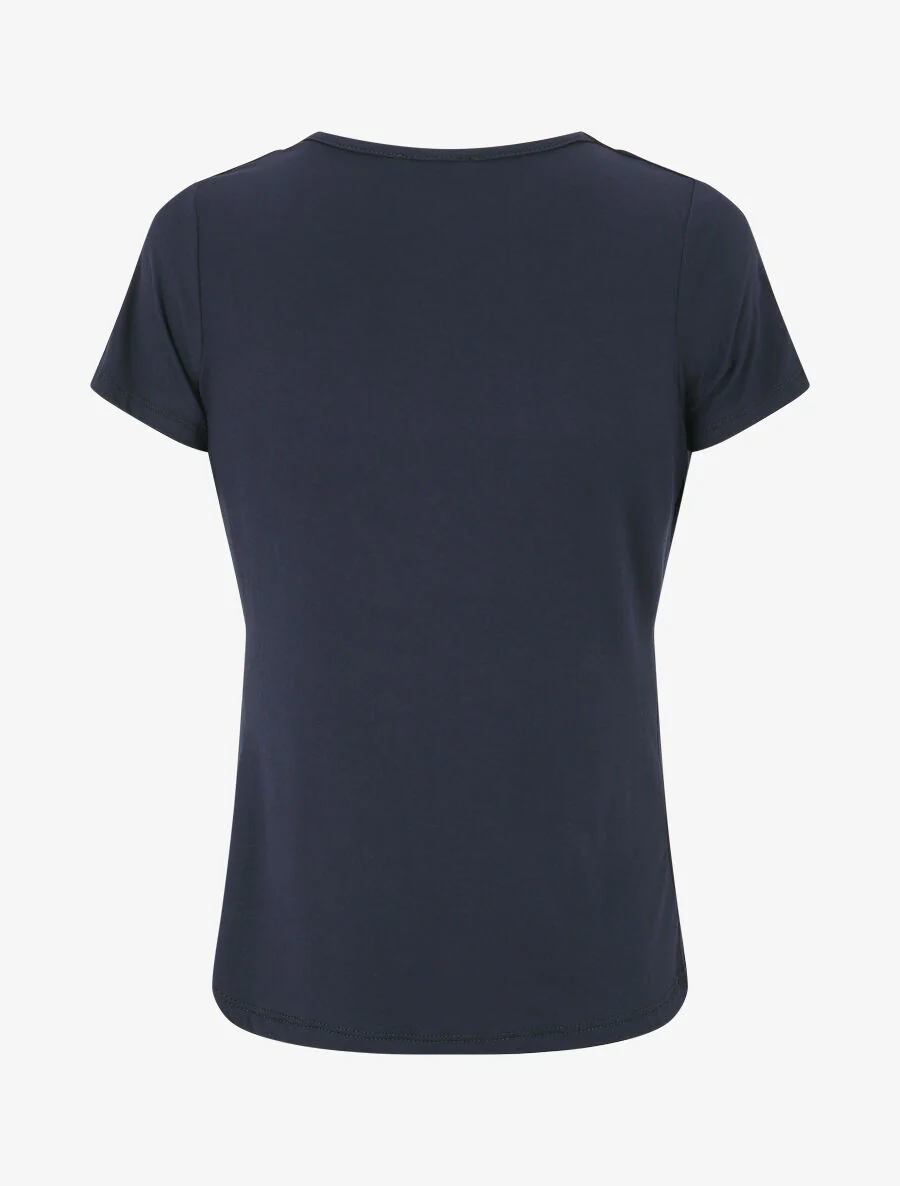 Rechte top met korte mouwen en ronde hals - Marineblauw - Image 2