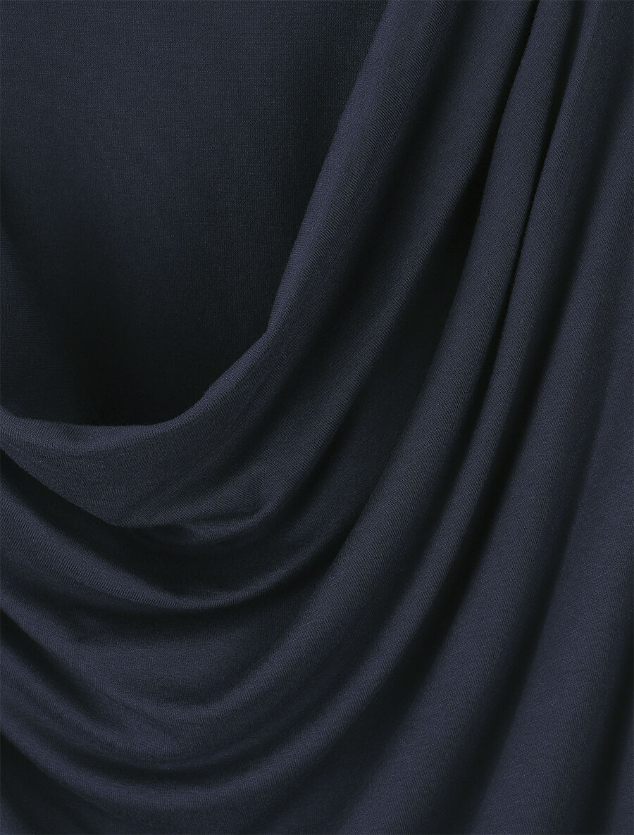 Rechte top met korte mouwen en ronde hals - Marineblauw - Image 3