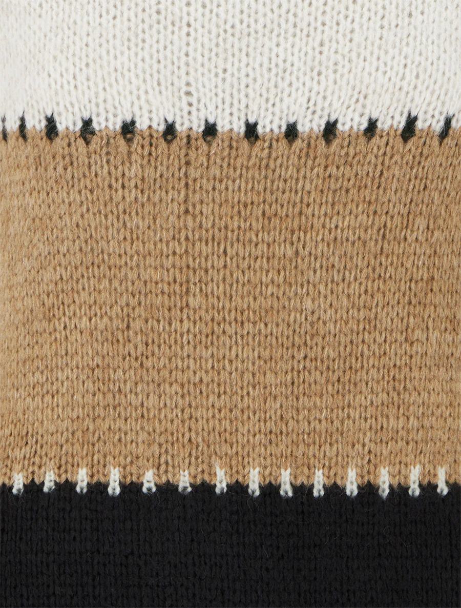 Rechte trui met brede strepen - Beige - Image 3