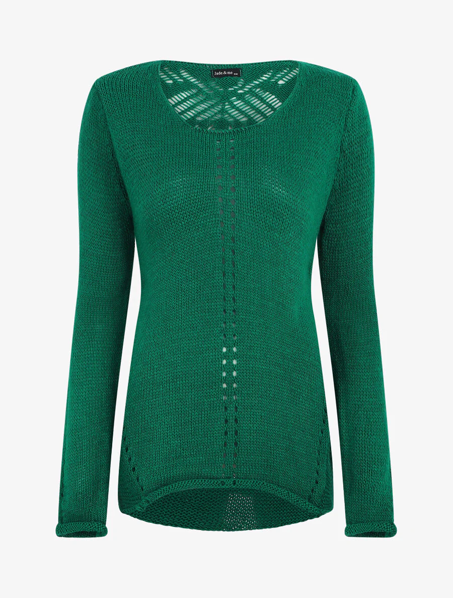 Rechte trui met gestylede mesh achterkant - Groen
