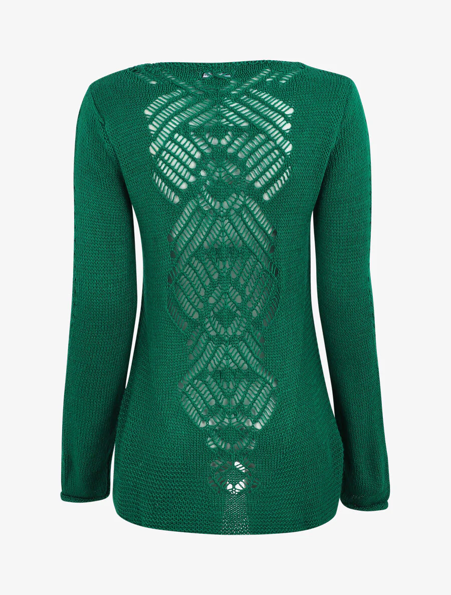 Rechte trui met gestylede mesh achterkant - Groen - Image 2