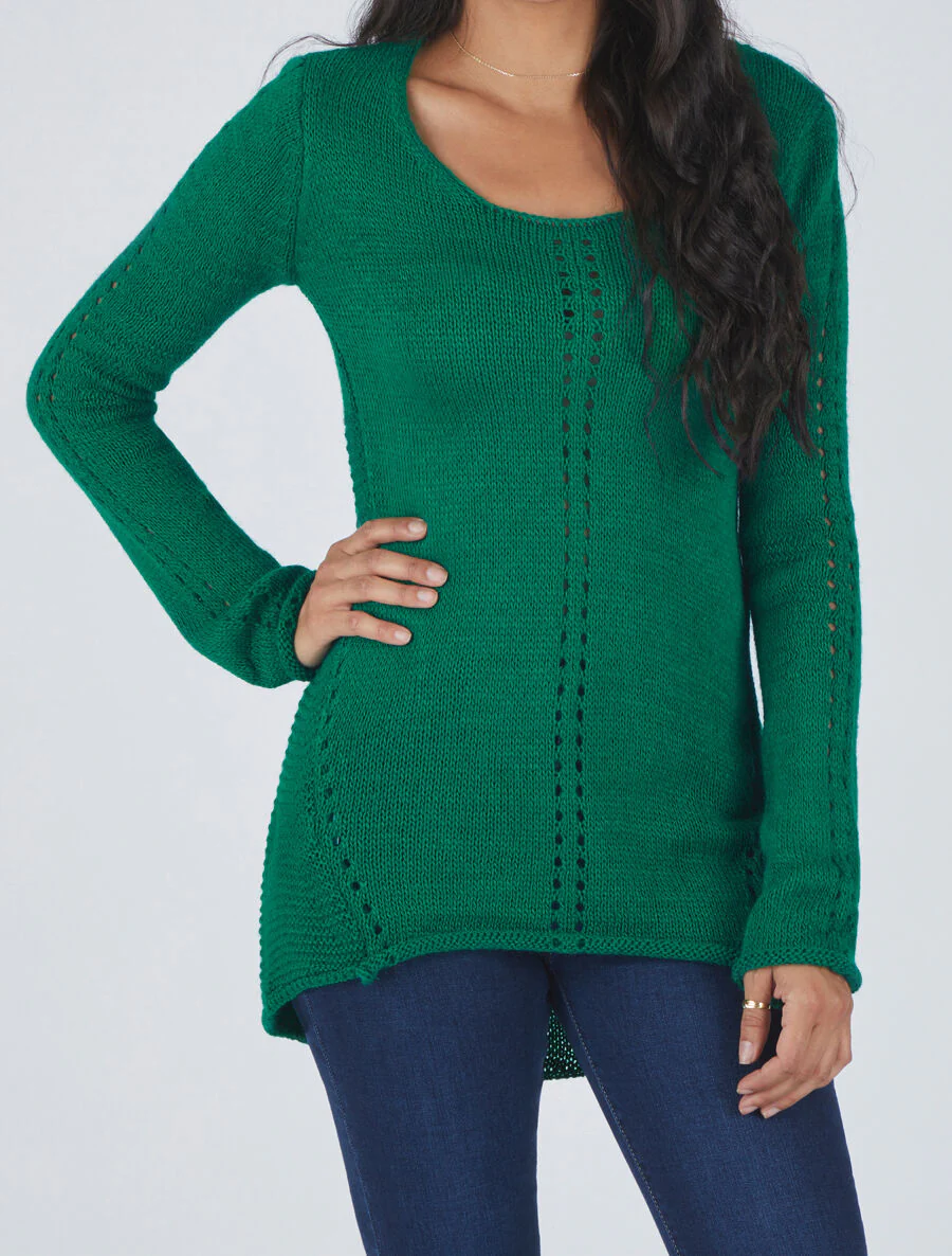 Rechte trui met gestylede mesh achterkant - Groen - Image 4