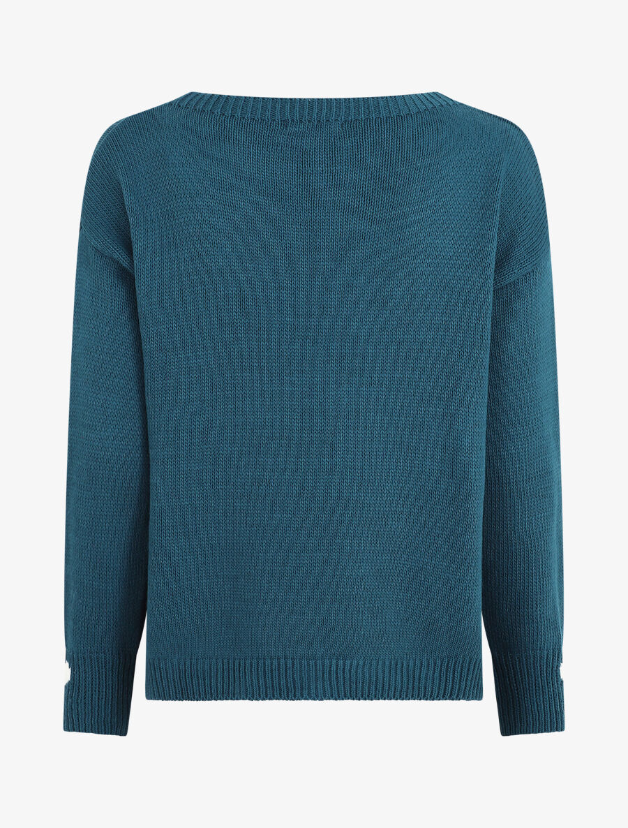 Rechte trui met hart - Blauwgroen - Image 2