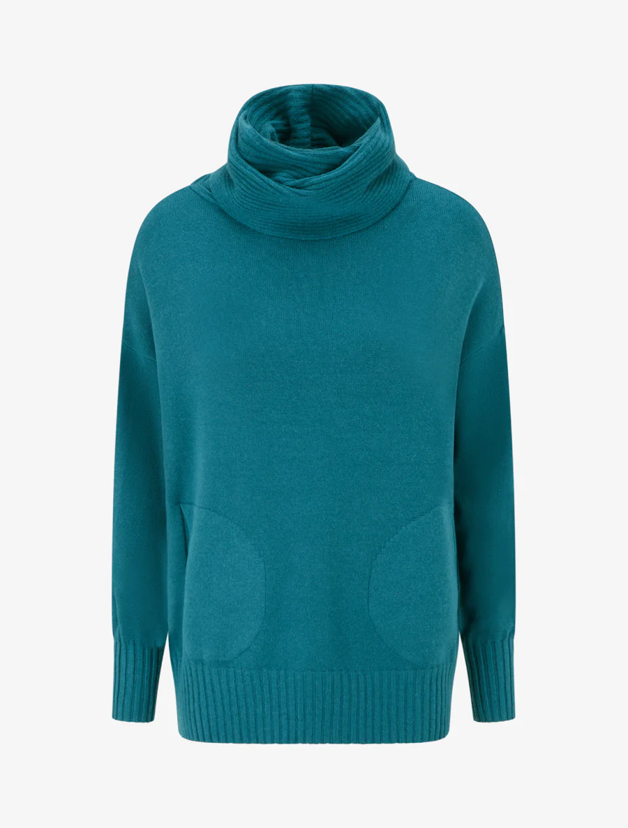 Rechte trui met losse col. - Eendenblauw
