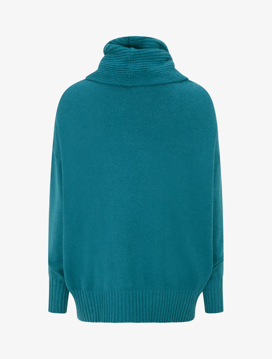 Rechte trui met losse col. - Eendenblauw - Image 2
