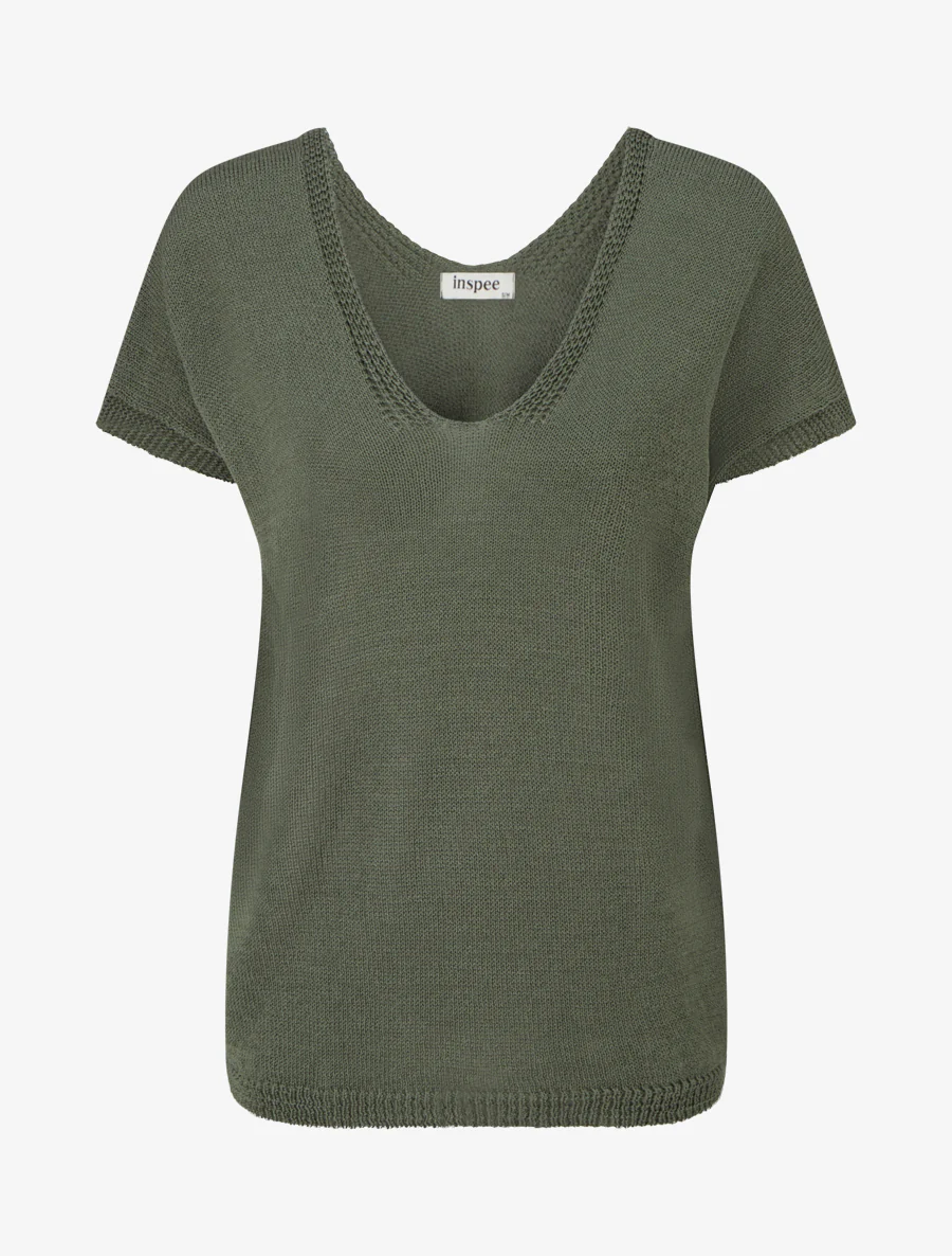 Rechtermouw mesh top met korte mouwen - Kaki