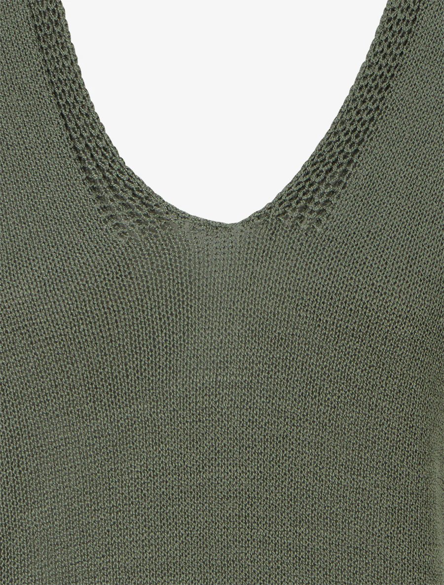 Rechtermouw mesh top met korte mouwen - Kaki - Image 3