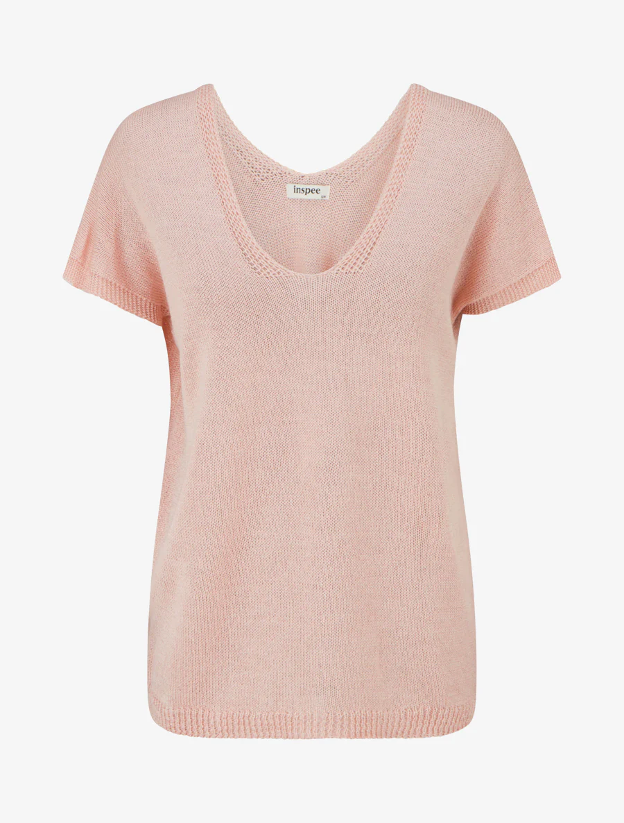 Rechtermouw mesh top met korte mouwen - Roos