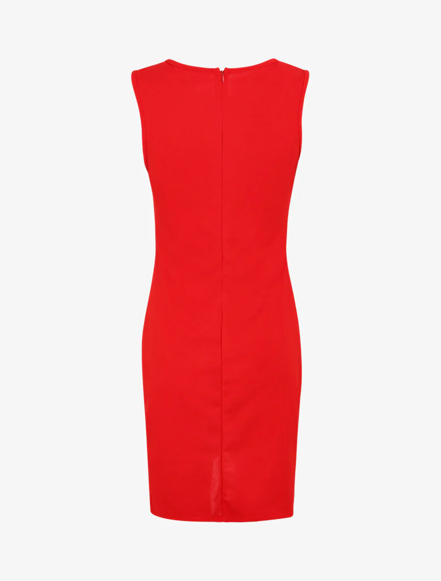 Rechtgesneden jurk met plooieffect - Rood - Image 2
