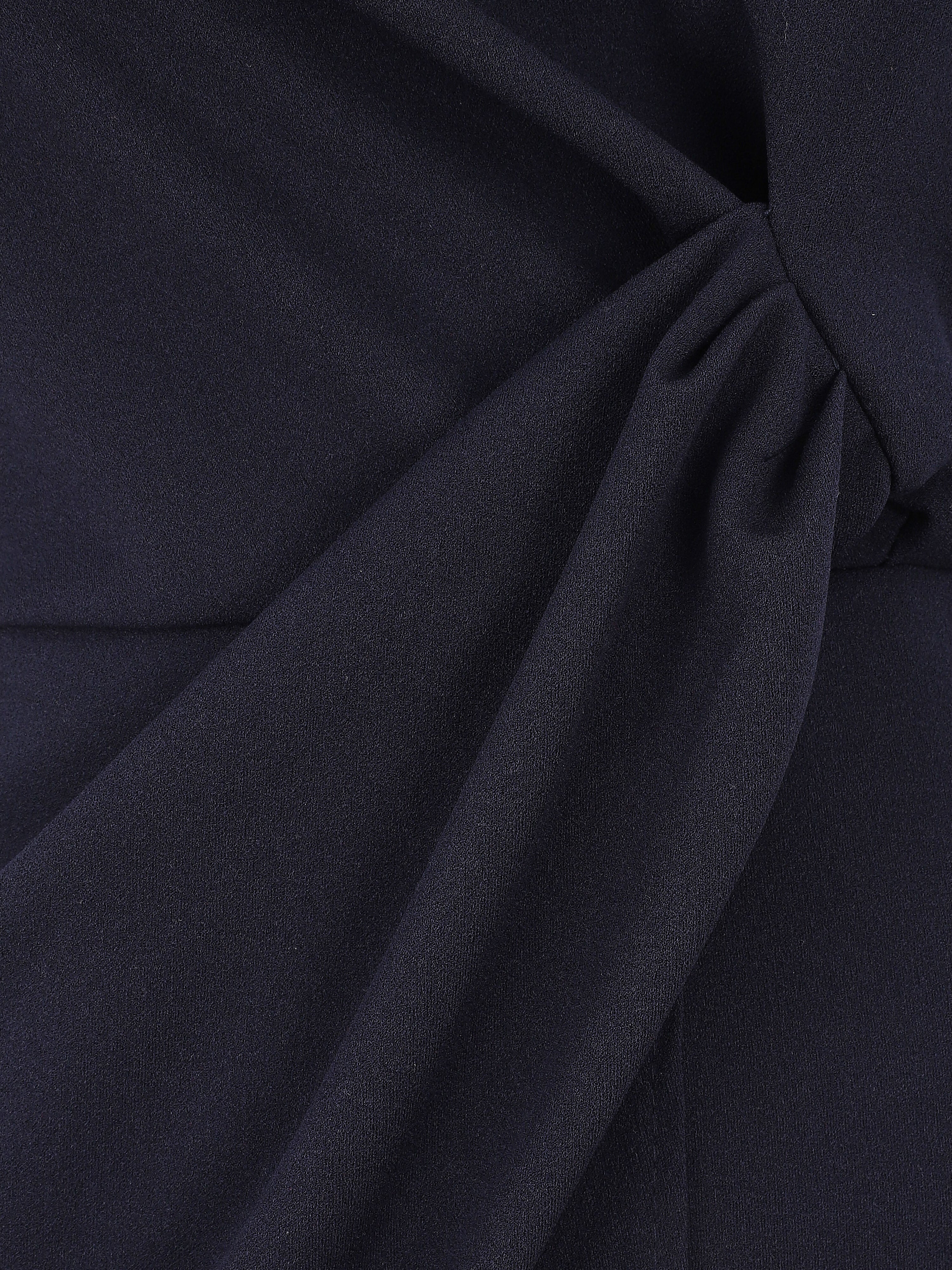 Rechtgesneden jurk met plooieffect - Donkerblauw - Image 3