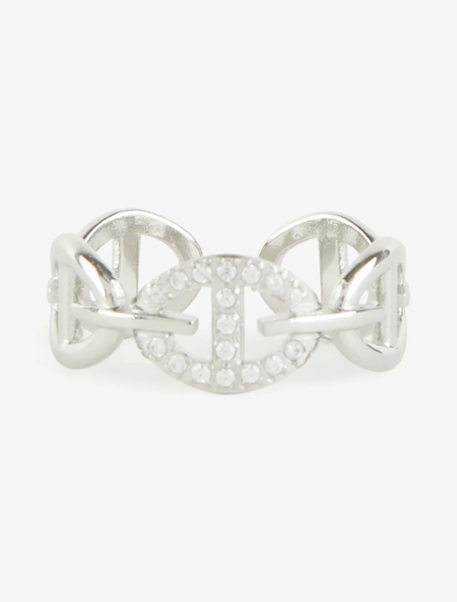 Ring in zeemansschakelsstijl met strass-steentjes - Geld - Image 3