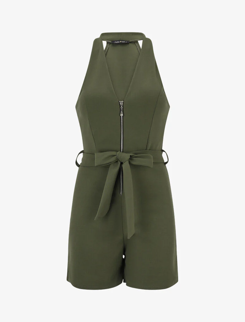 Jumpsuit met ritssluiting aan de buste - Kaki - Image 2