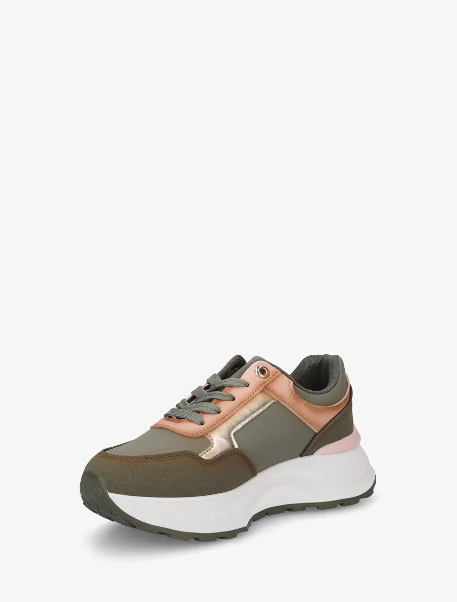 Rits sneakers met metalen sieraad - Kaki - Image 3