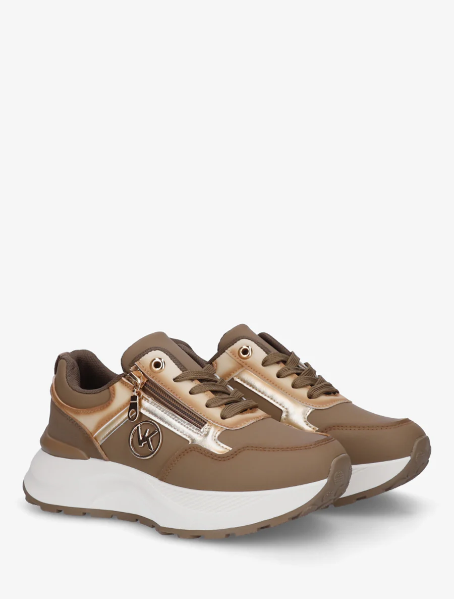 Rits sneakers met metalen sieraad - Bruin - Image 4