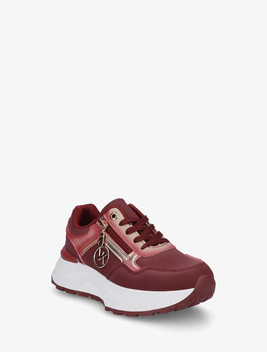 Rits sneakers met metalen sieraad - Bordeaux - Image 2
