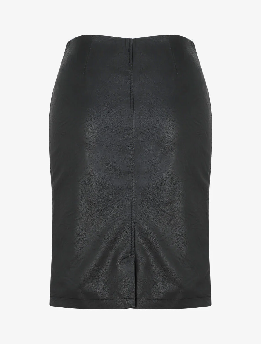 Rok met rits in imitatieleer - Zwart - Image 2