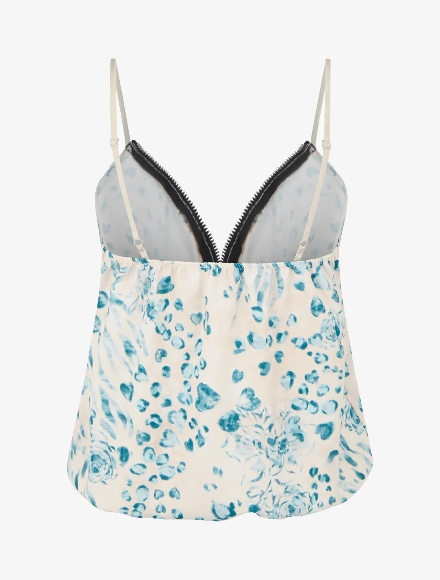 Ritsvest met bloemen en luipaardprint - Eendenblauw - Image 2