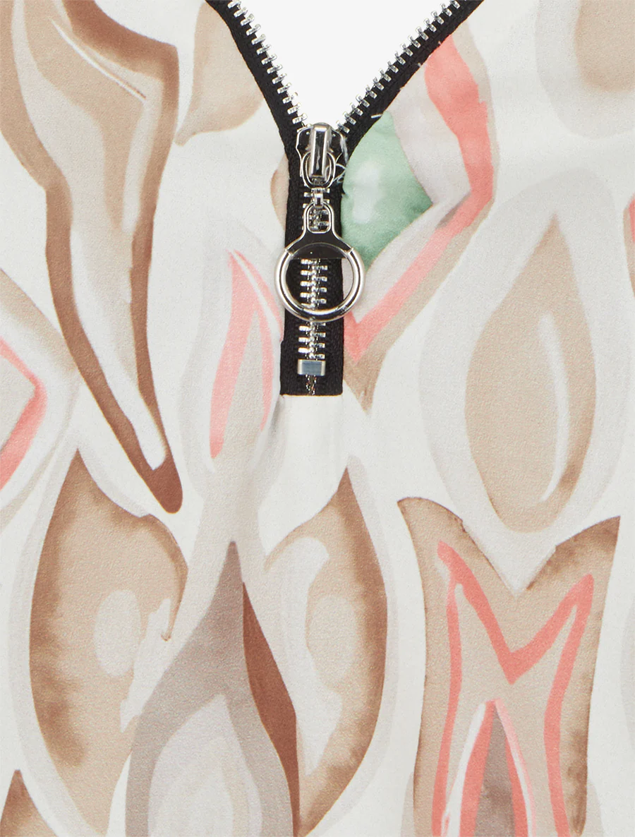 Ritsvest met fantasieprint en ronde hals. - Beige - Image 3