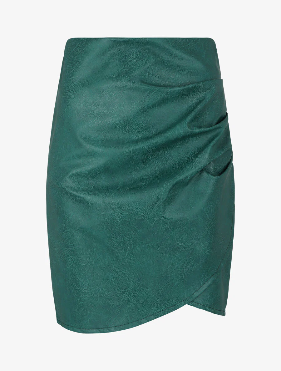 Rok in imitatie met nerfeffect - Dennengroen