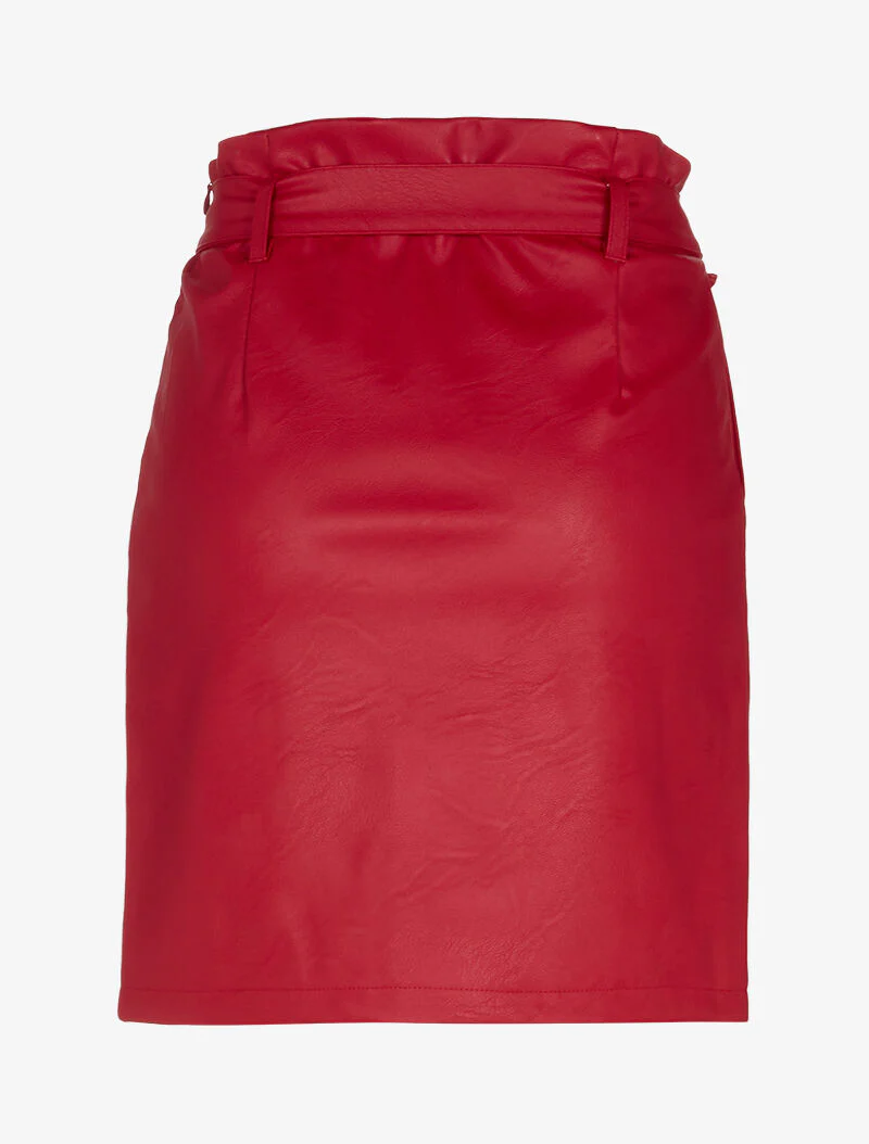 Rok in imitatieleer met zilveren knopen - rood - Image 2