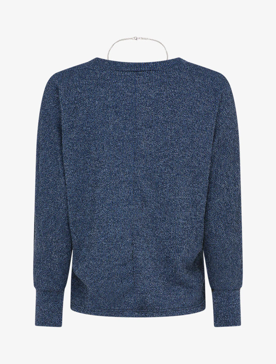 Ronde hals trui met dolmanmouwen - Blauw - Image 2