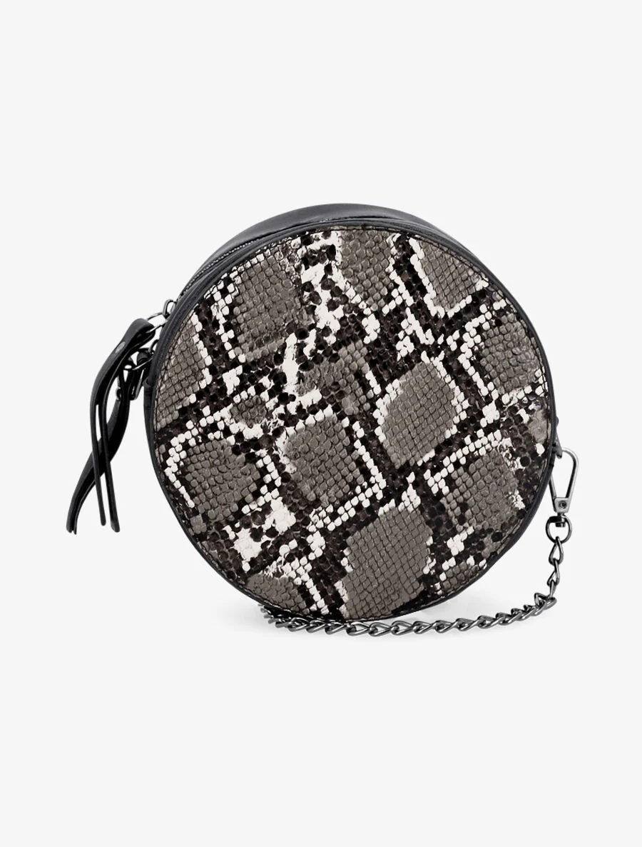 Ronde minaudière met pythonprint - Zwart