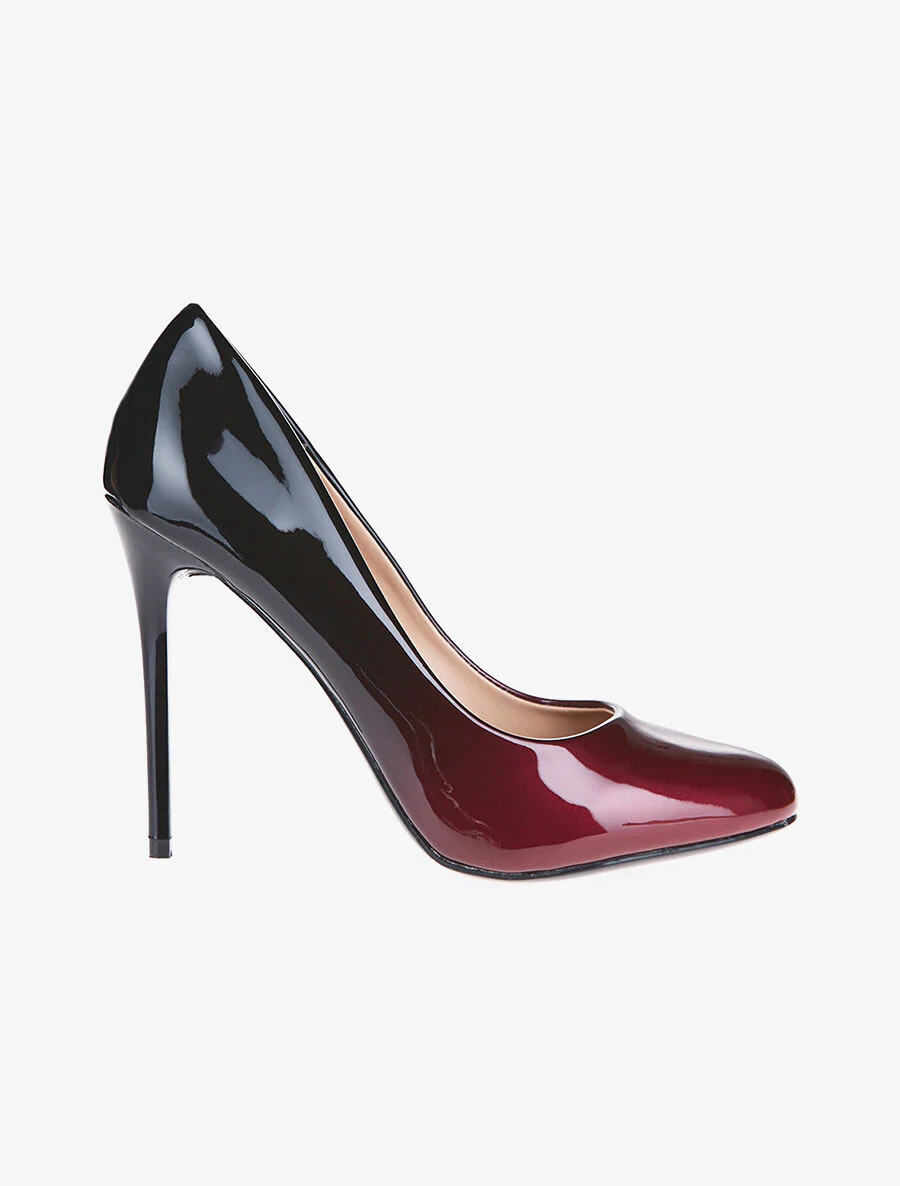 Ronde neus pumps in vernis met kleurverloop - bordeaux