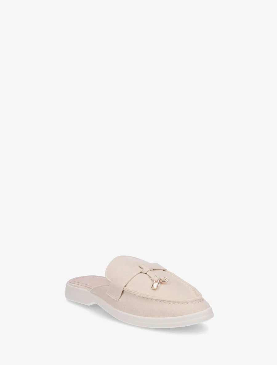Ronde neus suède slippers - Beige - Image 2