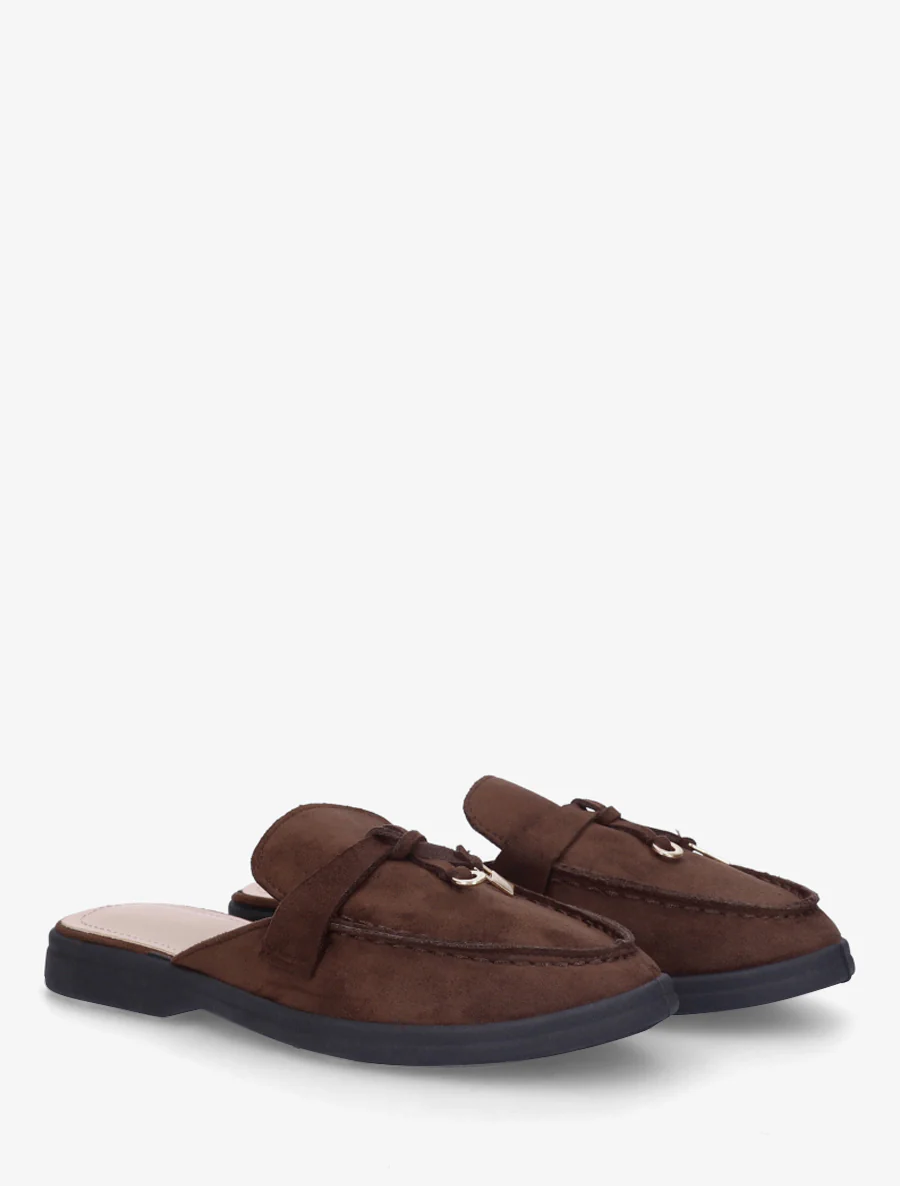 Ronde neus suède slippers - Bruin - Image 4