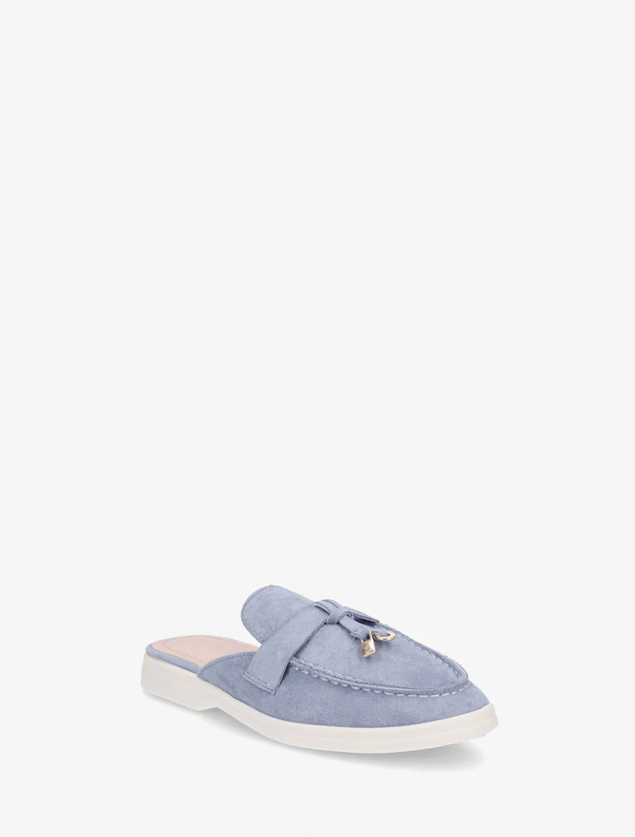 Ronde neus suède slippers - Blauw - Image 2
