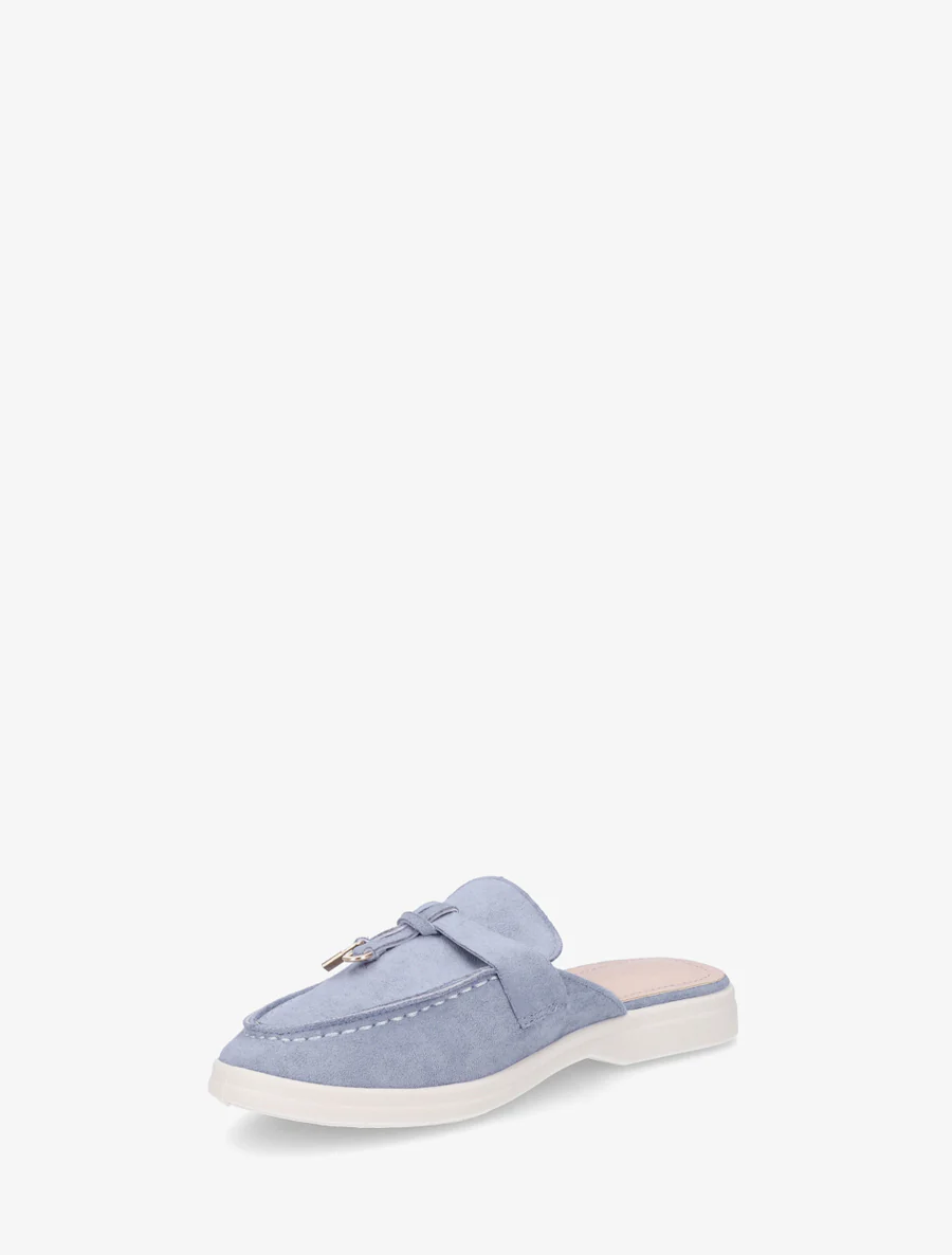 Ronde neus suède slippers - Blauw - Image 3