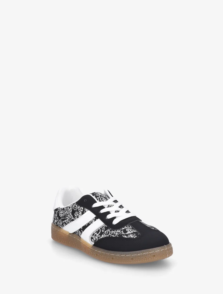 Roze bedrukte sneakers van twee materialen - Zwart - Image 2